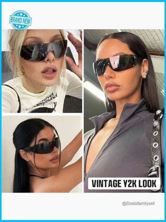 Y2K Retro Wrap Around Sunglasses Star Pattern UV Protection Rave Shades